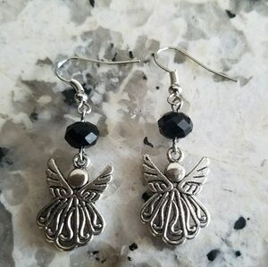 WINGED Angel Antique Silver Earrings